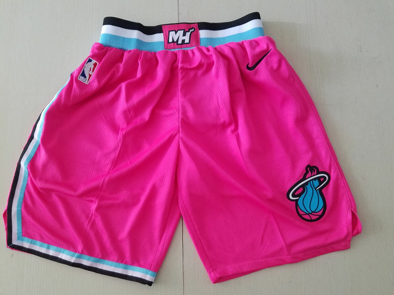 Men 2022 NBA Miami Heat pink shorts style 2